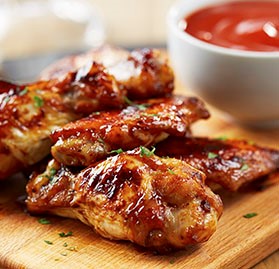 Bone-In, Wings, Coated, Cooked, 9-13 ct., Roasted