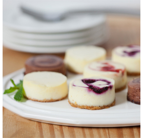 Mini Cheesecake Bites, Asst: New York, Choc Truffle & White Choc Raspberry image