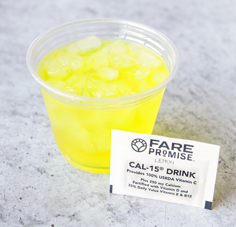 Lemon Flavored Cal-15® Drink Mix. Presweetened Single Serve Packets