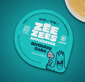 Zee Zees, Applesauce Cup, Birthday Cake, I/W, 4.5oz