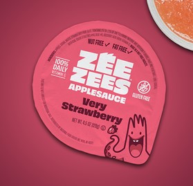 Zee Zees, Applesauce Cup, Very Strawberry, I/W, 4.5oz
