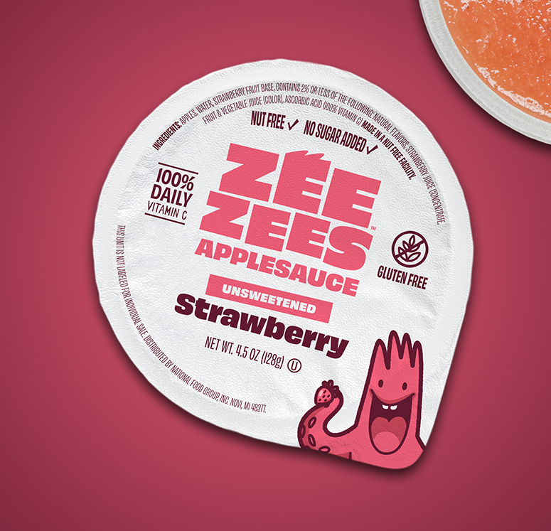 Zee Zees, Applesauce Cup, Strawberry, Unsweetened, I/W, 4.5oz