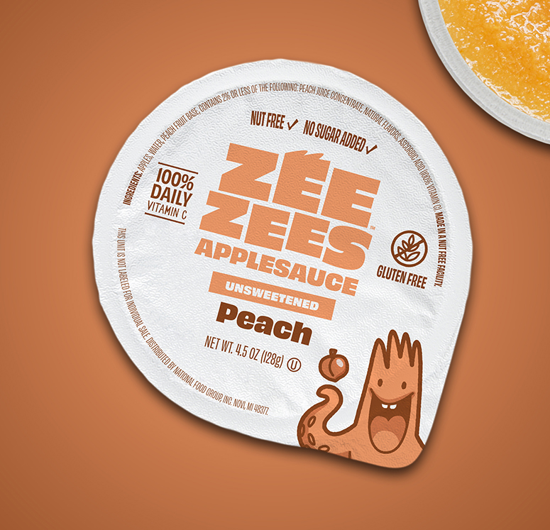 Zee Zees, Applesauce Cup, Peach, Unsweetened, I/W, 4.5oz