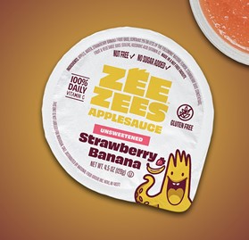 Zee Zees, Applesauce Cup, Strawberry Banana, Unsweetened, I/W, 4.5oz