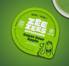 Zee Zees, Applesauce Cup, Super Sour Apple, I/W, 4.5oz