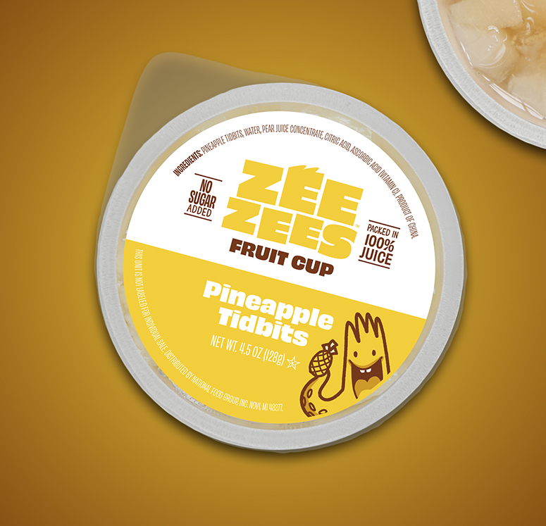 Zee Zees, Fruit Cup, Pineapple Tidbits, I/W, 4.5 oz