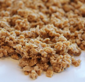 Textured Soy Pieces, Dehydrated, Caramel Color for Beef. Typical size is < 1/8" to 1/4" crumble. Ko